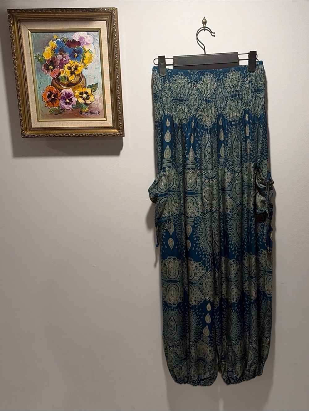 2 Pocket Magic Pants Printed Parachute Pants Festival BeachYoga Boho Hippie NWT
